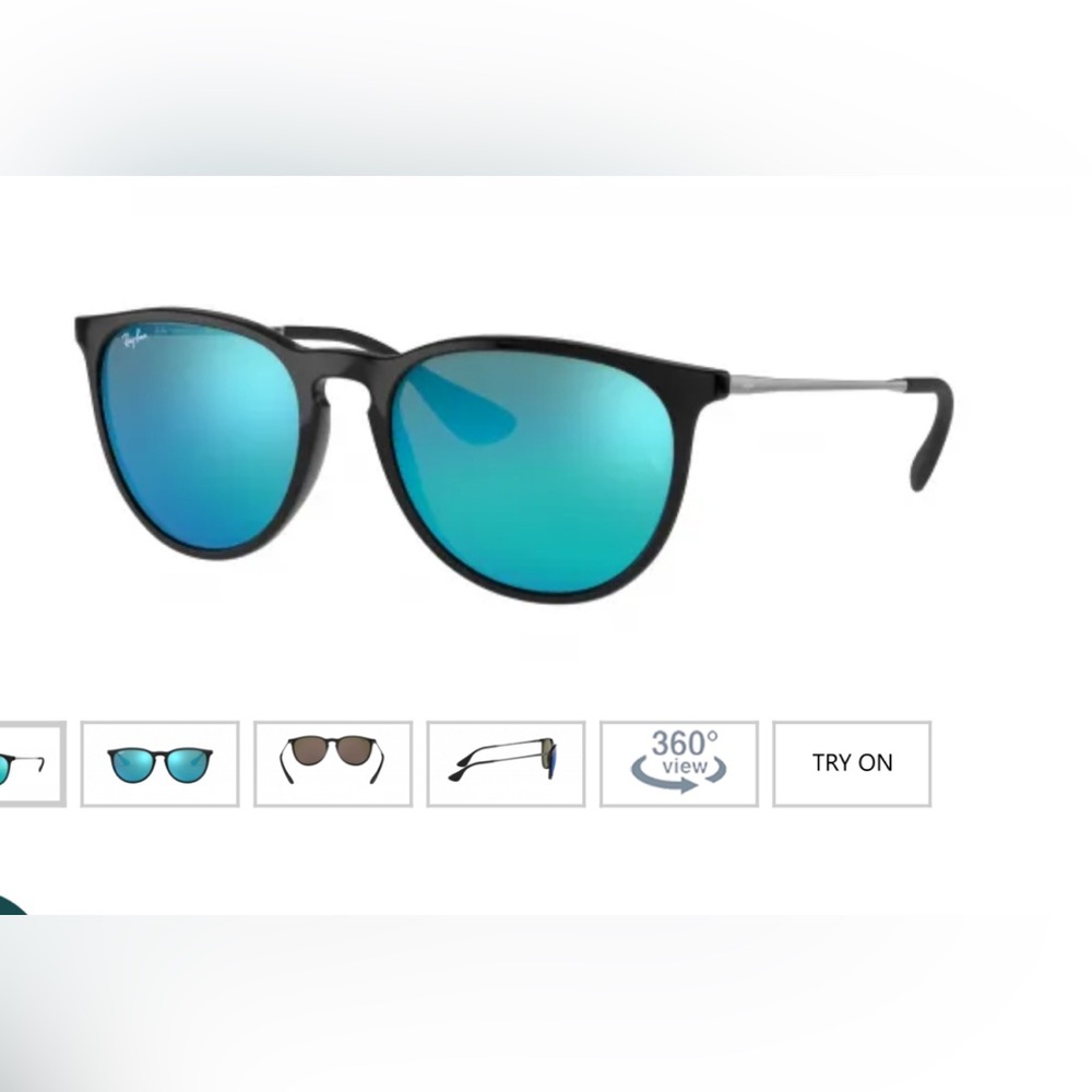 Ray-Ban Black Erika Sunglasses with Blue Lenses